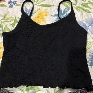 Hollister Black Smocked tank and Brandy Melville Dark Navy skirt w/flowery print